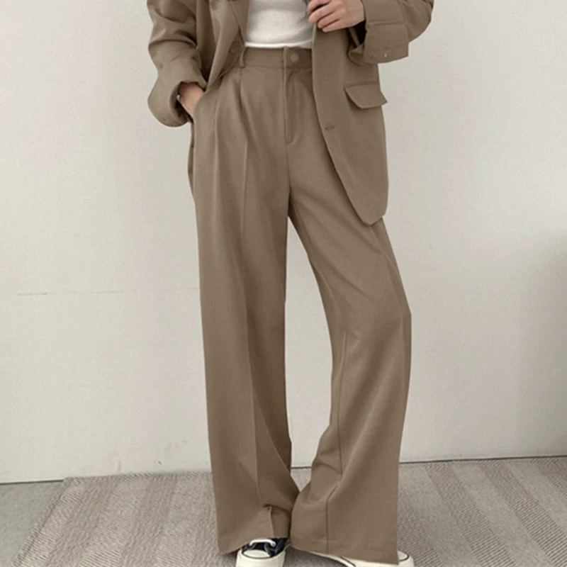 Pantalones negros para mujer, estilo coreano, moda urbana, conjunto de blazer rosa informal único para ir al trabajo, primavera y otoño 2026 Caqui (pantalones) imagen 1