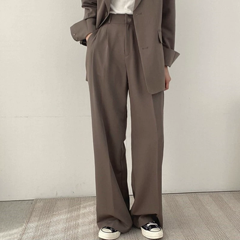 Pantalones negros para mujer, estilo coreano, moda urbana, conjunto de blazer rosa informal único para ir al trabajo, primavera y otoño 2026 Camel (pantalones) imagen 1
