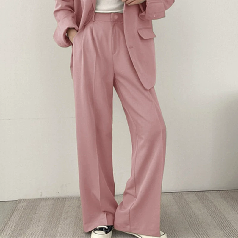 Pantalones negros para mujer, estilo coreano, moda urbana, conjunto de blazer rosa informal único para ir al trabajo, primavera y otoño 2026 Rosa (pantalones) imagen 1