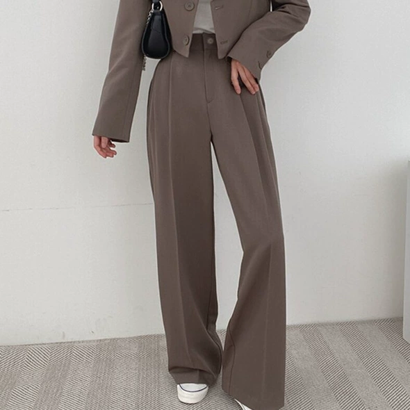 Blazer Caqui Primavera 2026 para Mujer, Diseño Elegante para Figuras Pequeñas, Conjunto de Traje Elegante para el Trabajo Pantalón sencillo camel imagen 1