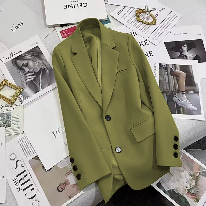 Blazer negro para mujer, primavera y otoño 2026, nuevo estilo casual, elegante, a la moda, chaqueta de traje para tallas pequeñas Aguacate imagen 1