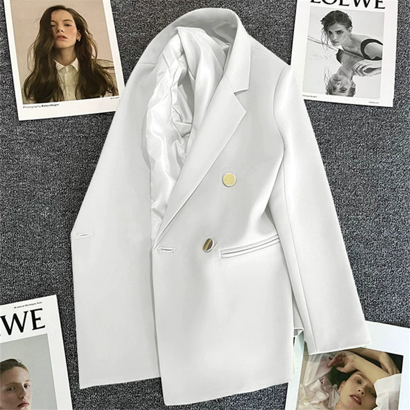Blazer informal para mujer en rojo anaranjado, estilo coreano moderno para primavera y otoño 2026, traje de oficina elegante estilo coreano para ir al trabajo. blanco imagen 1