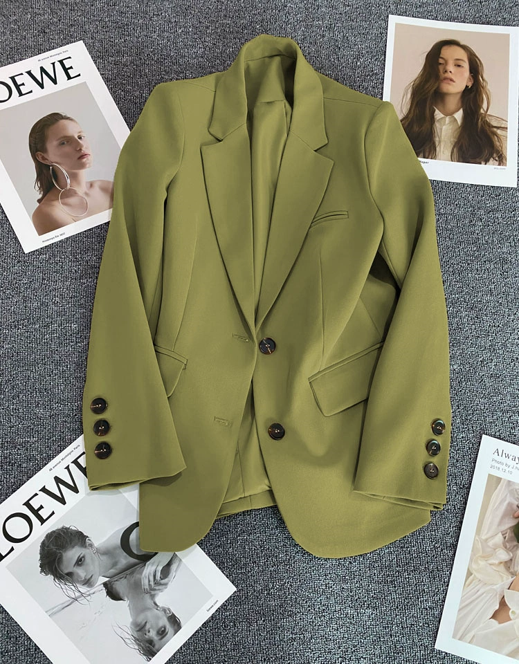 Blazer Rojo para Mujer, Temporada Primavera-Otoño 2026, Estilo Casual Holgado, Elegante, para el Trabajo, Moda Urbana, Chaqueta de Traje para Mujer Talla Pequeña Aguacate imagen 1
