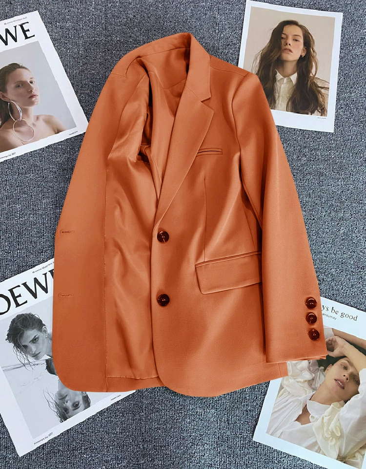 Blazer Rojo para Mujer, Temporada Primavera-Otoño 2026, Estilo Casual Holgado, Elegante, para el Trabajo, Moda Urbana, Chaqueta de Traje para Mujer Talla Pequeña Naranja1 imagen 1