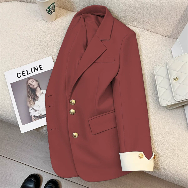 Blazer de mujer ALLY IDEAL - Chaqueta de moda urbana de diseñador estilo coreano Primavera/Otoño 2026 Color frambuesa imagen 1