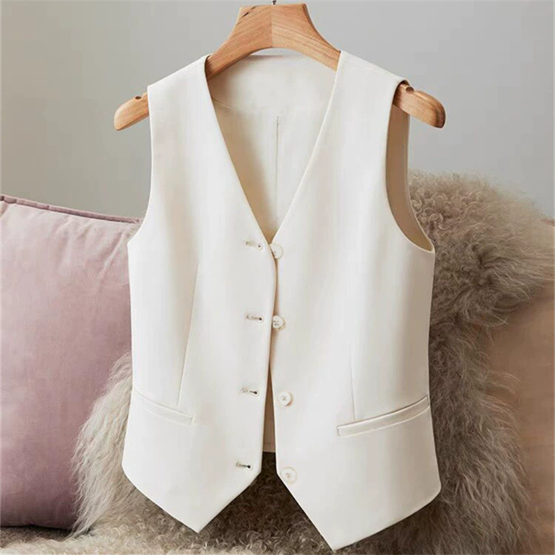 Chaleco de mujer 2026 Nuevo estilo: chaleco ligero para capas, chaleco de mujer, chaleco corto negro, chaleco interior de mujer. Blanco roto imagen 1