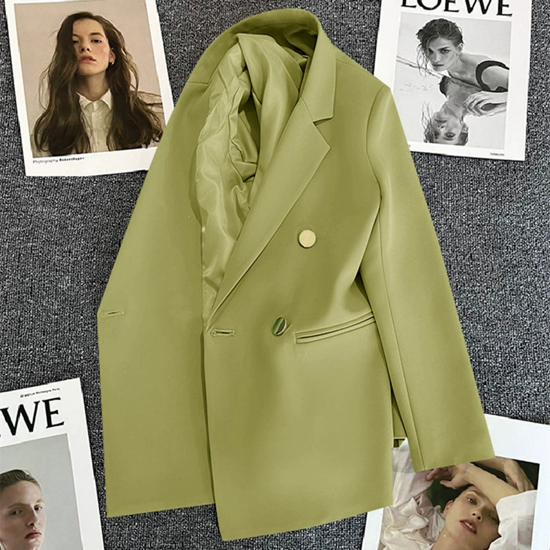 Blazer informal para mujer en rojo anaranjado, estilo coreano moderno para primavera y otoño 2026, traje de oficina elegante estilo coreano para ir al trabajo. aguacate imagen 1