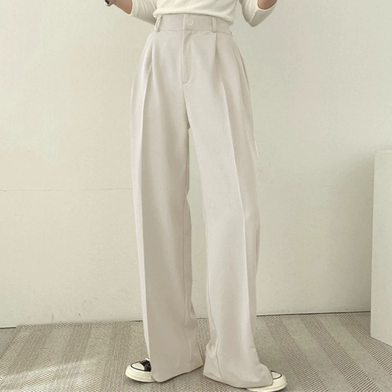 Pantalones negros para mujer, estilo coreano, moda urbana, conjunto de blazer rosa informal único para ir al trabajo, primavera y otoño 2026 Cremoso-blanco (pantalones) imagen 1