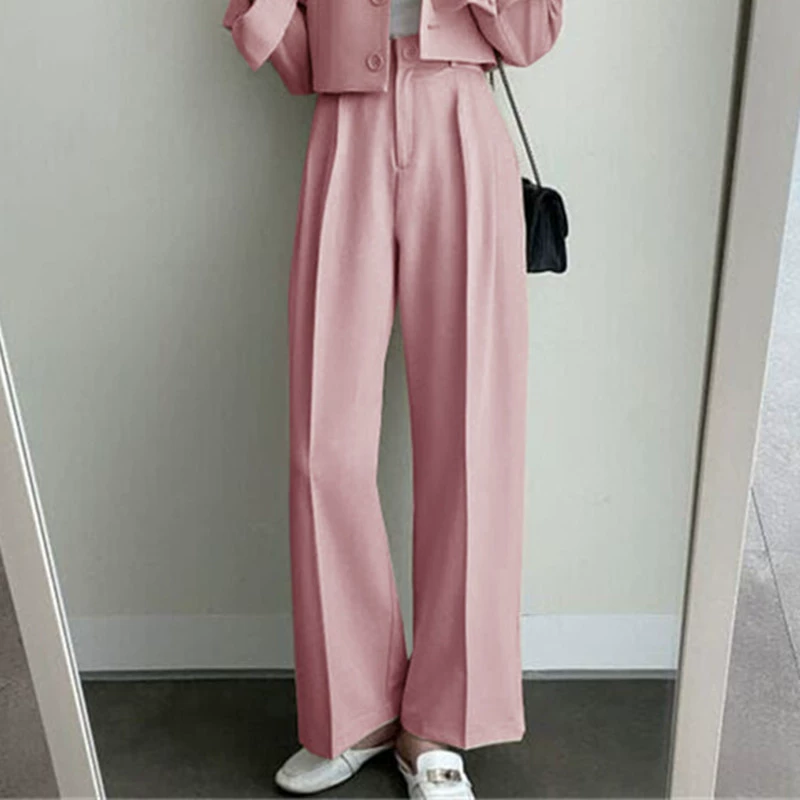 Blazer Caqui Primavera 2026 para Mujer, Diseño Elegante para Figuras Pequeñas, Conjunto de Traje Elegante para el Trabajo Pantalón sencillo rosa imagen 1