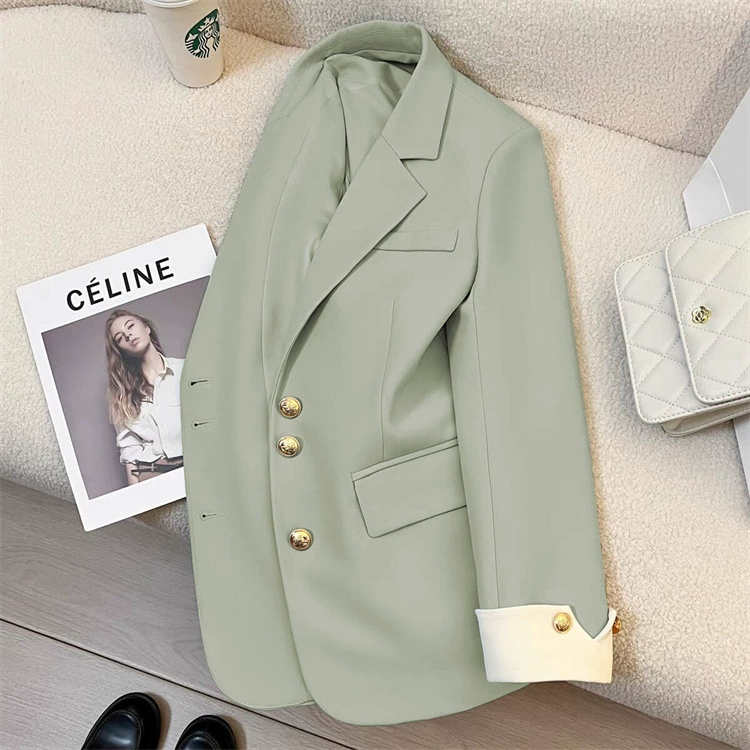Blazer de mujer ALLY IDEAL - Chaqueta de moda urbana de diseñador estilo coreano Primavera/Otoño 2026 Verde Esmeralda imagen 1