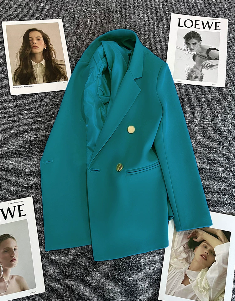 Blazer informal para mujer en rojo anaranjado, estilo coreano moderno para primavera y otoño 2026, traje de oficina elegante estilo coreano para ir al trabajo. color hulan imagen 1