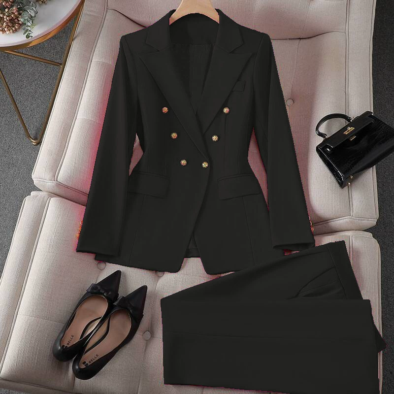 Blazer rojo de primavera 2026 para mujer, nuevo conjunto de traje de moda pequeño y elegante para ir al trabajo - Transfronterizo Conjunto de traje negro A imagen 1