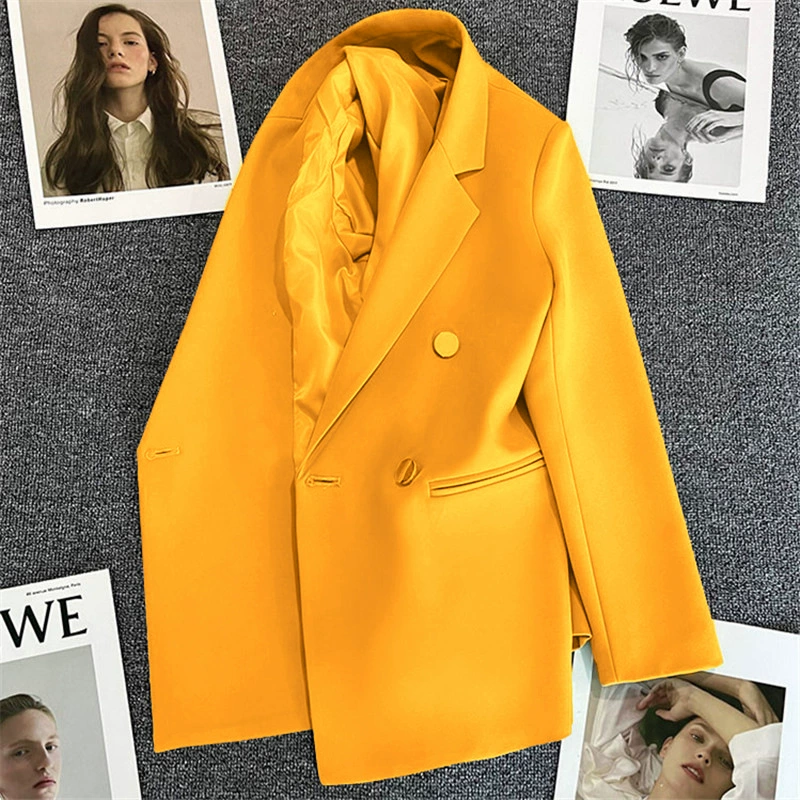 Blazer para Mujer, Primavera-Otoño 2026, Nuevo Estilo Coreano, Holgado, Estilo Británico, Cruzado, Color Blanco Hueso oro imagen 1