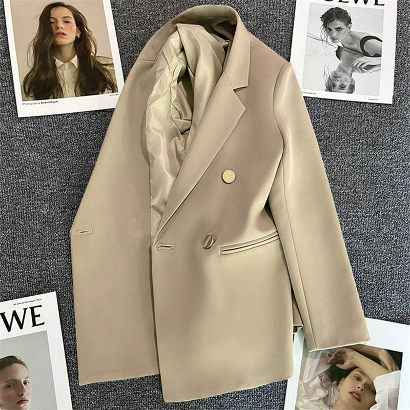 Blazer informal para mujer en rojo anaranjado, estilo coreano moderno para primavera y otoño 2026, traje de oficina elegante estilo coreano para ir al trabajo. amarillo jengibre imagen 1