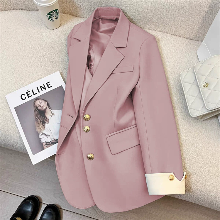 Blazer de mujer ALLY IDEAL - Chaqueta de moda urbana de diseñador estilo coreano Primavera/Otoño 2026 rosa imagen 1