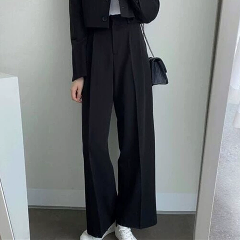 Blazer Caqui Primavera 2026 para Mujer, Diseño Elegante para Figuras Pequeñas, Conjunto de Traje Elegante para el Trabajo Pantalón negro sencillo imagen 1