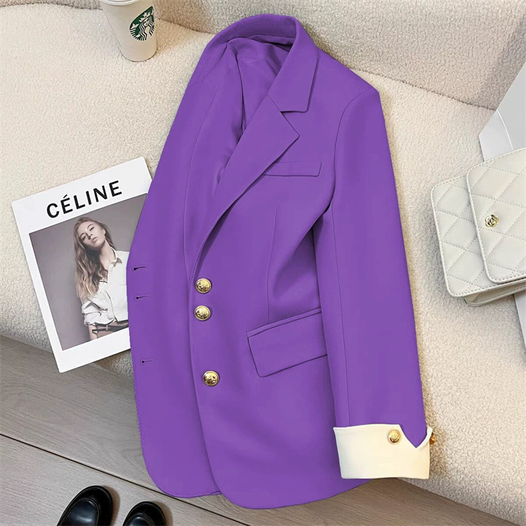 Blazer de mujer ALLY IDEAL - Chaqueta de moda urbana de diseñador estilo coreano Primavera/Otoño 2026 morado imagen 1
