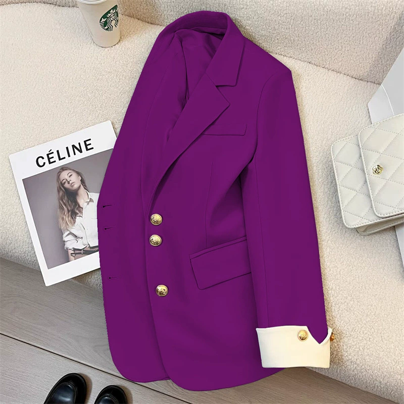 Blazer de mujer ALLY IDEAL - Chaqueta de moda urbana de diseñador estilo coreano Primavera/Otoño 2026 uva morada imagen 1