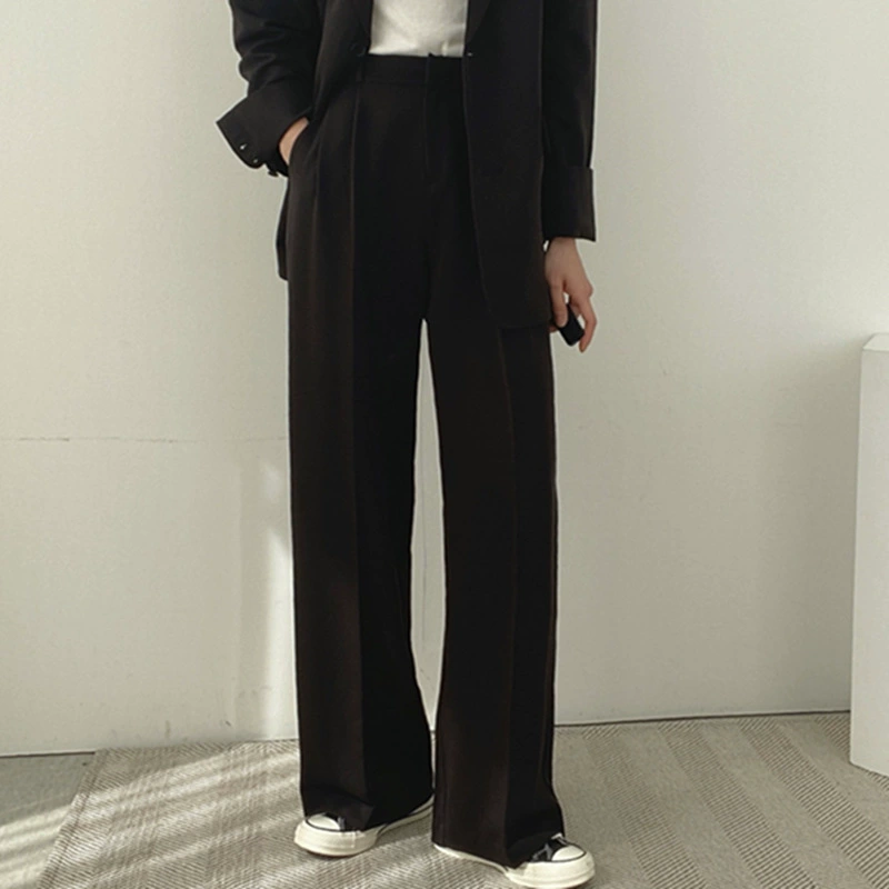 Pantalones negros para mujer, estilo coreano, moda urbana, conjunto de blazer rosa informal único para ir al trabajo, primavera y otoño 2026 Negro (pantalones) imagen 1
