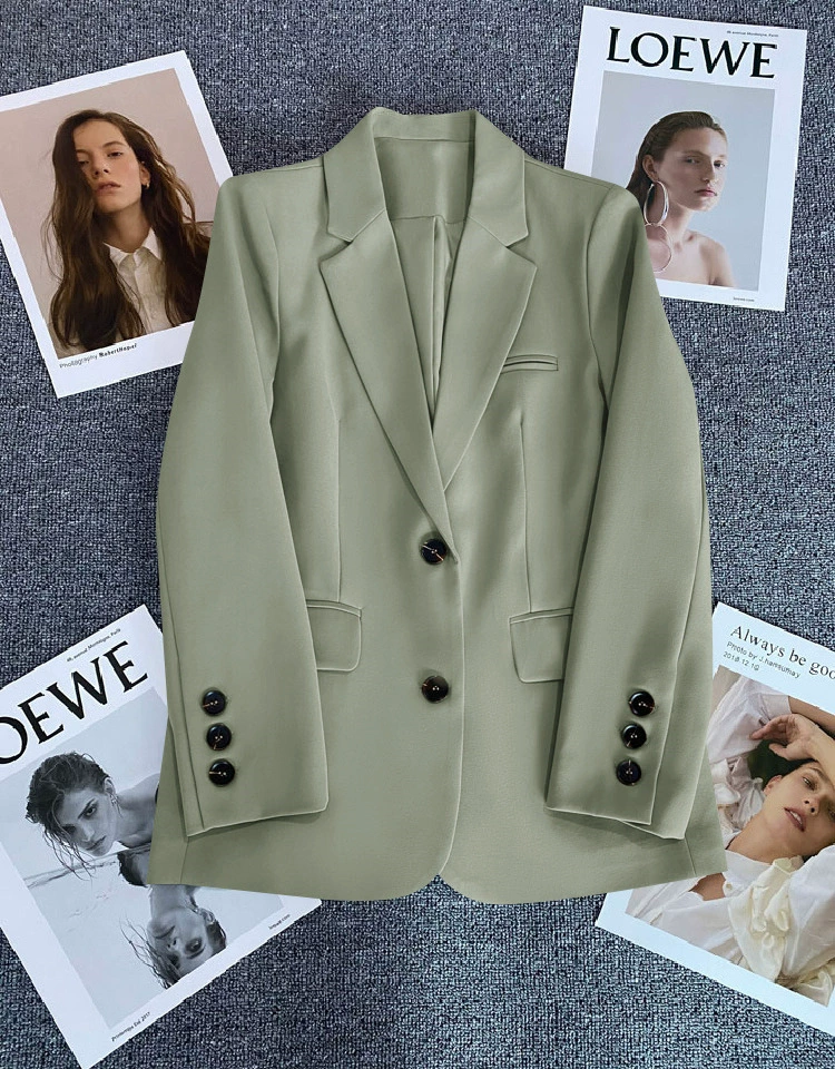 Blazer Rojo para Mujer, Temporada Primavera-Otoño 2026, Estilo Casual Holgado, Elegante, para el Trabajo, Moda Urbana, Chaqueta de Traje para Mujer Talla Pequeña Verde Esmeralda imagen 1