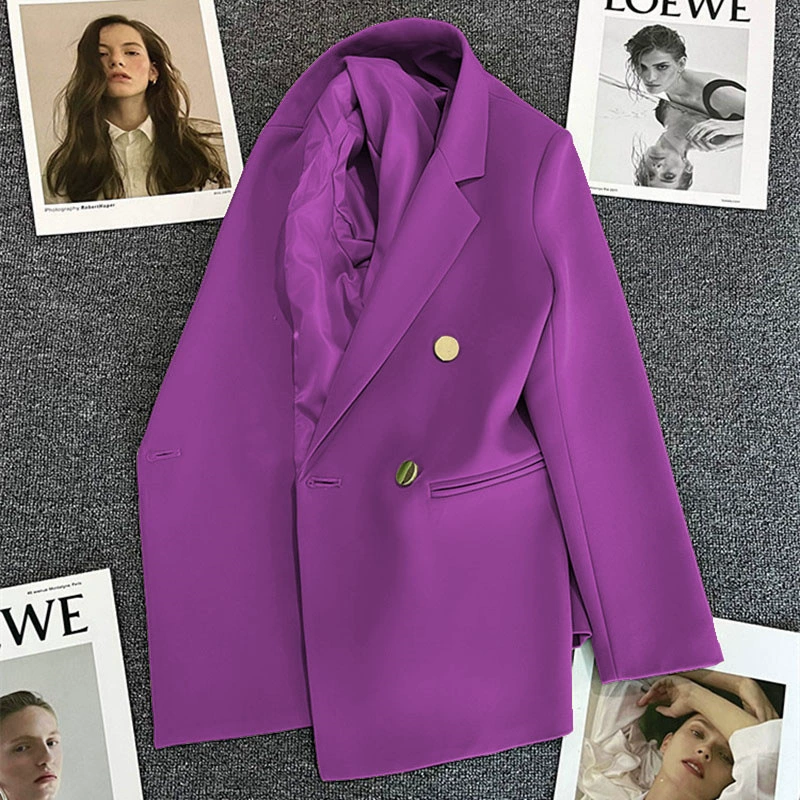 Blazer informal para mujer en rojo anaranjado, estilo coreano moderno para primavera y otoño 2026, traje de oficina elegante estilo coreano para ir al trabajo. púrpura imagen 1
