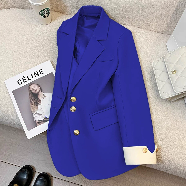 Blazer de mujer ALLY IDEAL - Chaqueta de moda urbana de diseñador estilo coreano Primavera/Otoño 2026 azul real imagen 1