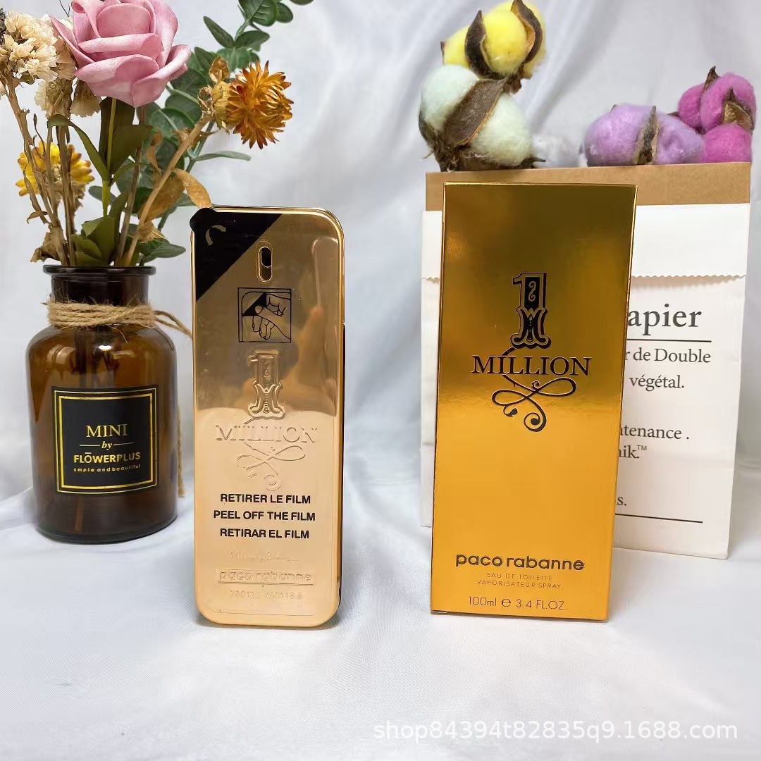 Comercio exterior transfronterizo perfume millón de fragancia ligera para hombres pañuelo pequeño ladrillo de oro fragancia millón etiqueta roja millón de larga duración dropshipping al por mayor Million Men Eau de Toilette imagen 1