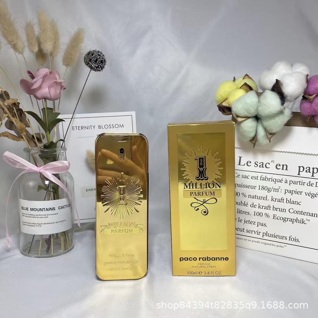 Comercio exterior transfronterizo perfume millón de fragancia ligera para hombres pañuelo pequeño ladrillo de oro fragancia millón etiqueta roja millón de larga duración dropshipping al por mayor Edición de fragancia Million Men imagen 1