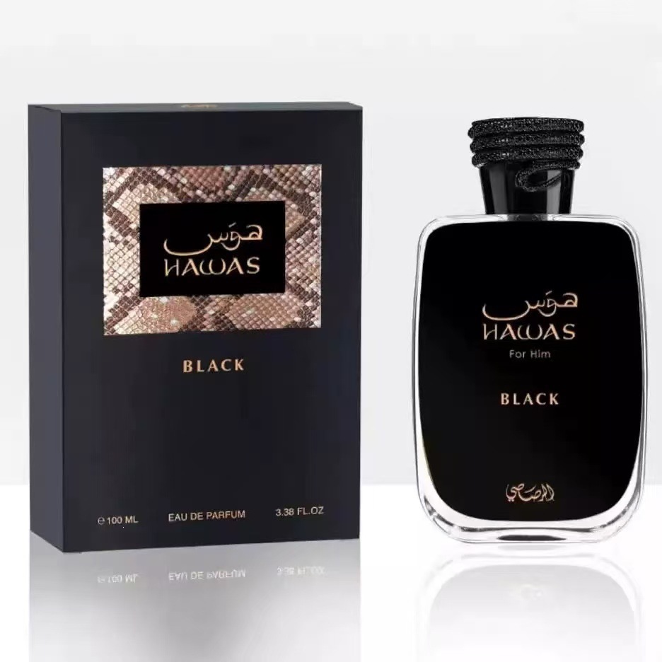 Éxito de ventas transfronterizo: Hawas Rasas - Perfume de lujo para hombre de la marca árabe de Oriente Medio Dubai (Stock auténtico de mostrador) Negro de alta calidad imagen 1