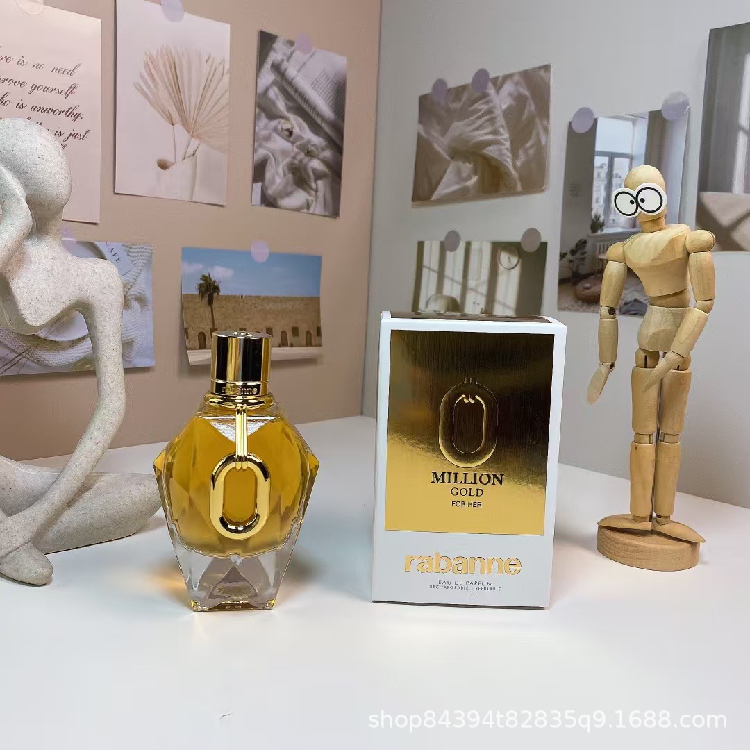 Comercio exterior transfronterizo perfume millón de fragancia ligera para hombres pañuelo pequeño ladrillo de oro fragancia millón etiqueta roja millón de larga duración dropshipping al por mayor Fragancia de oro del millonario imagen 1