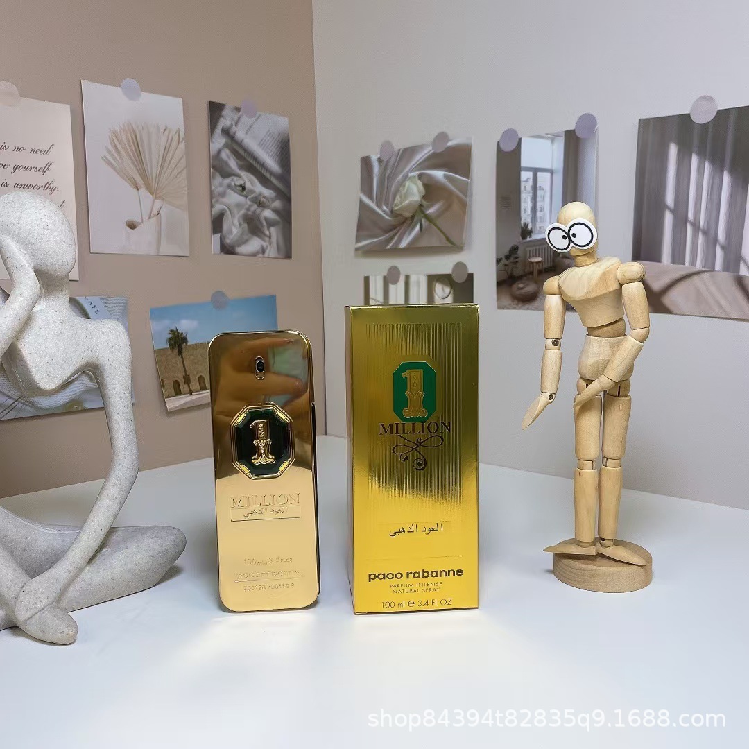 Comercio exterior transfronterizo perfume millón de fragancia ligera para hombres pañuelo pequeño ladrillo de oro fragancia millón etiqueta roja millón de larga duración dropshipping al por mayor Millones de etiquetas verdes imagen 1