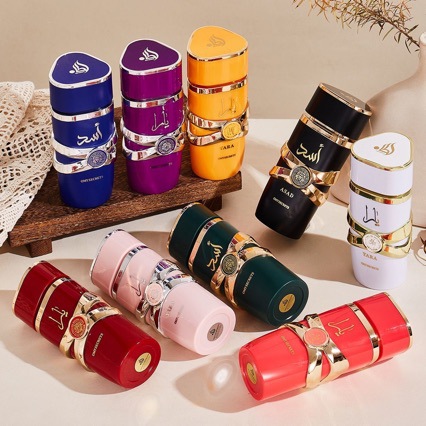 Perfumes transfronterizos para hombre y mujer ASADExport, Latafa árabe YARA, fragancia amaderada, fragancia de Dubái de Oriente Medio. OMY594 Morado 100ML imagen 1