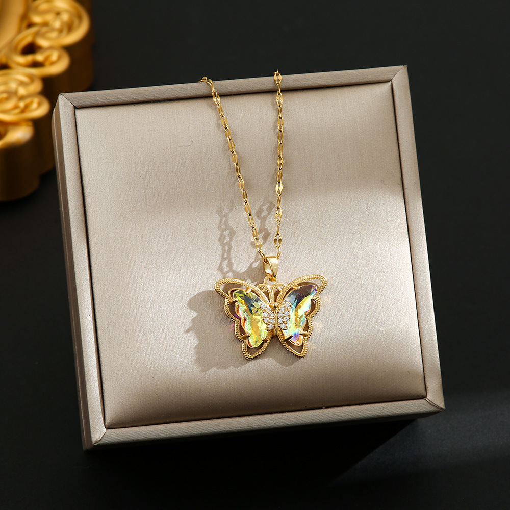 Collar de Acero de Titanio Chapado en Oro de 18K con Microengaste XL8387 Colores Deslumbrantes imagen 1