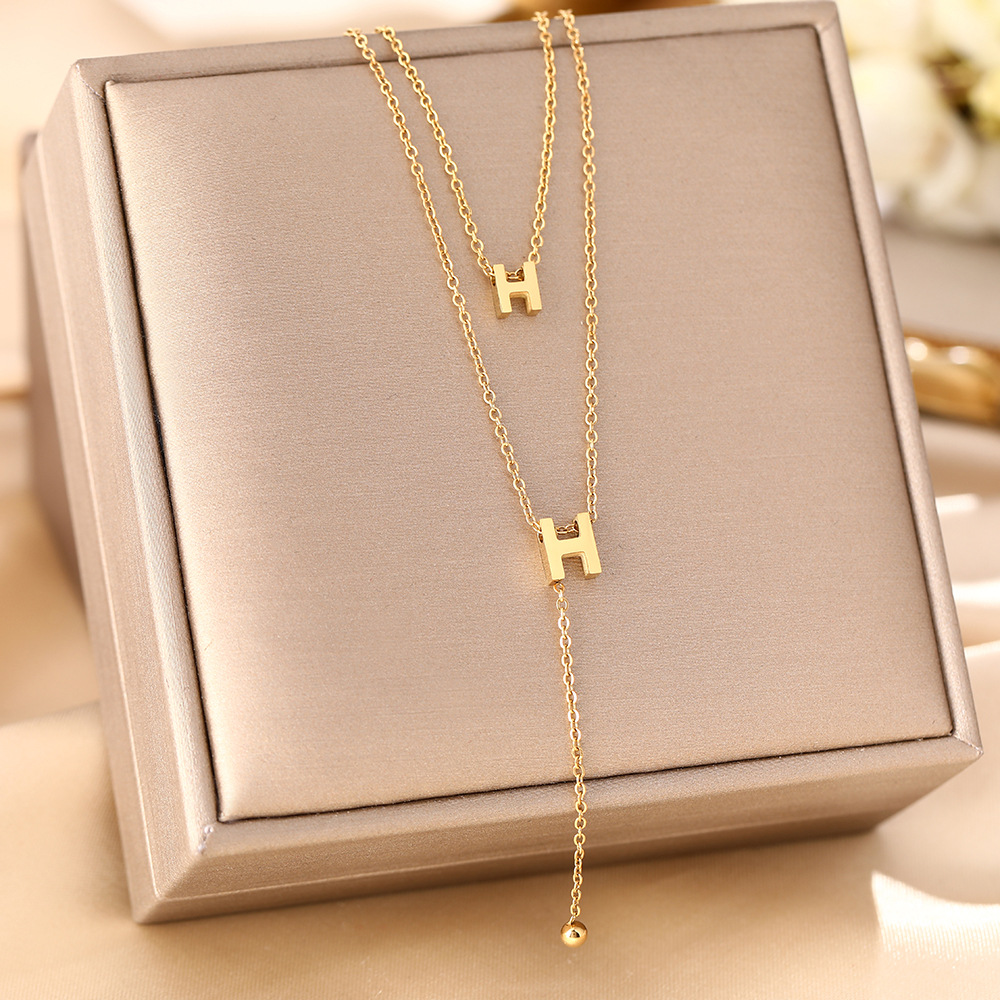 Collar de Acero de Titanio Elegante y a la Moda XL8052 Oro imagen 1
