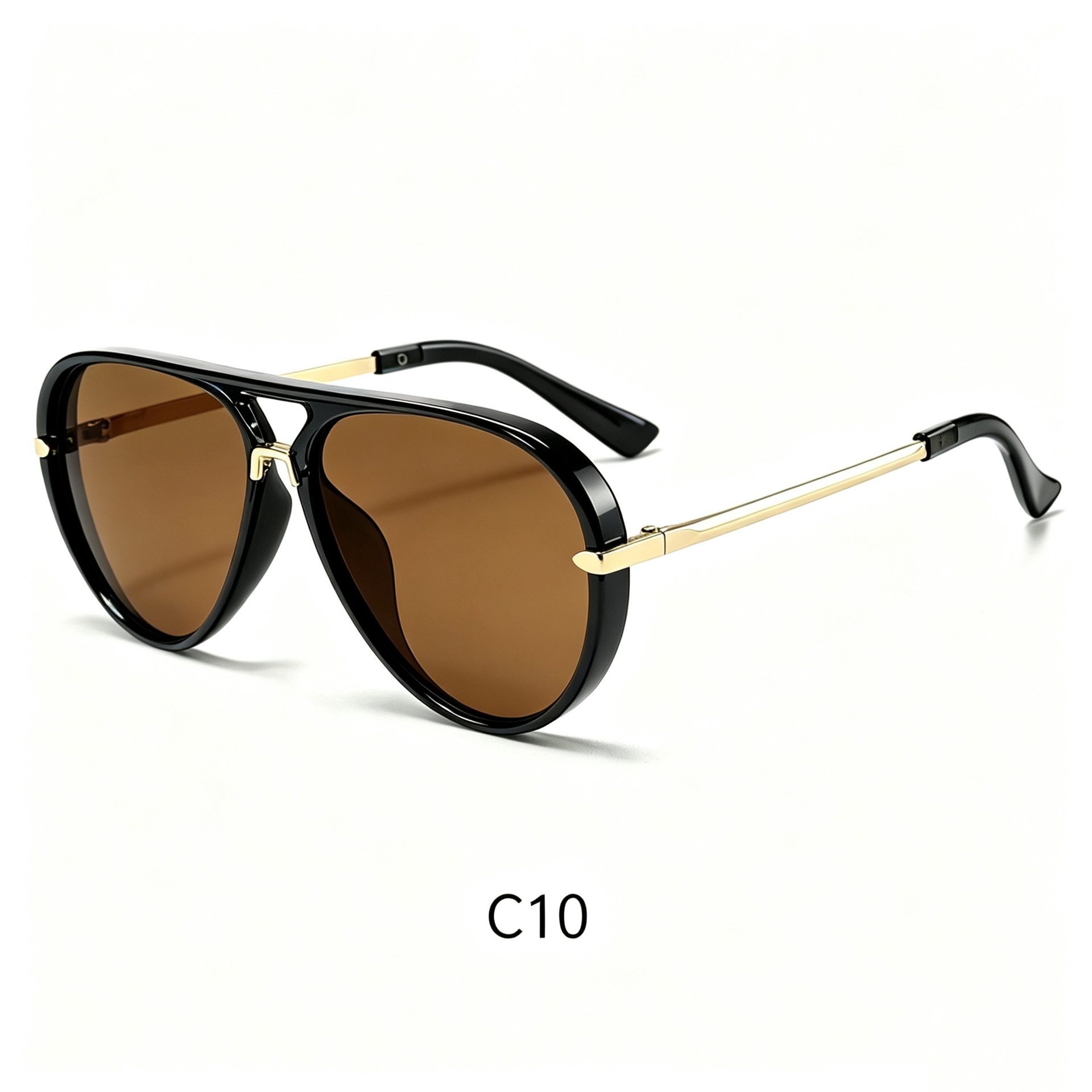 Gafas de Sol Retro Estilo Aviador Vintage - Montura Negra Lentes Tintadas Color Te imagen 1