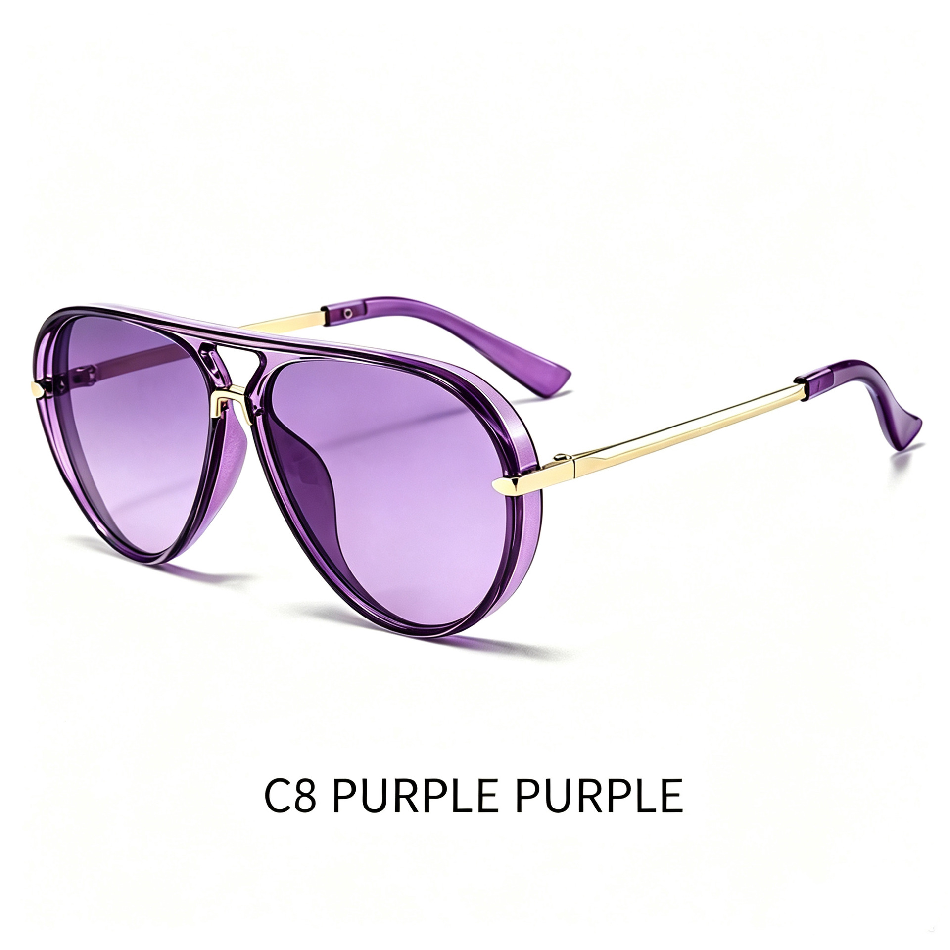 Gafas de Sol Retro Estilo Aviador Vintage - Marco purpura translucido pelicula purpura imagen 1