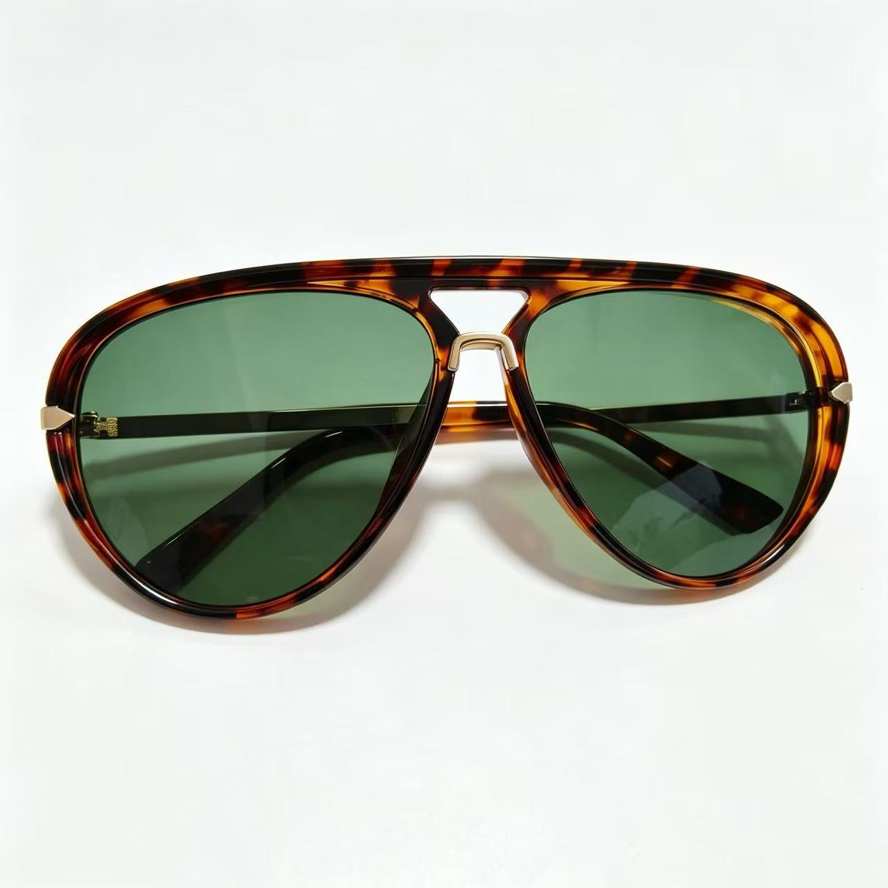 Gafas de Sol Retro Estilo Aviador Vintage - Rodajas verdes de marco de flor de frijol imagen 1