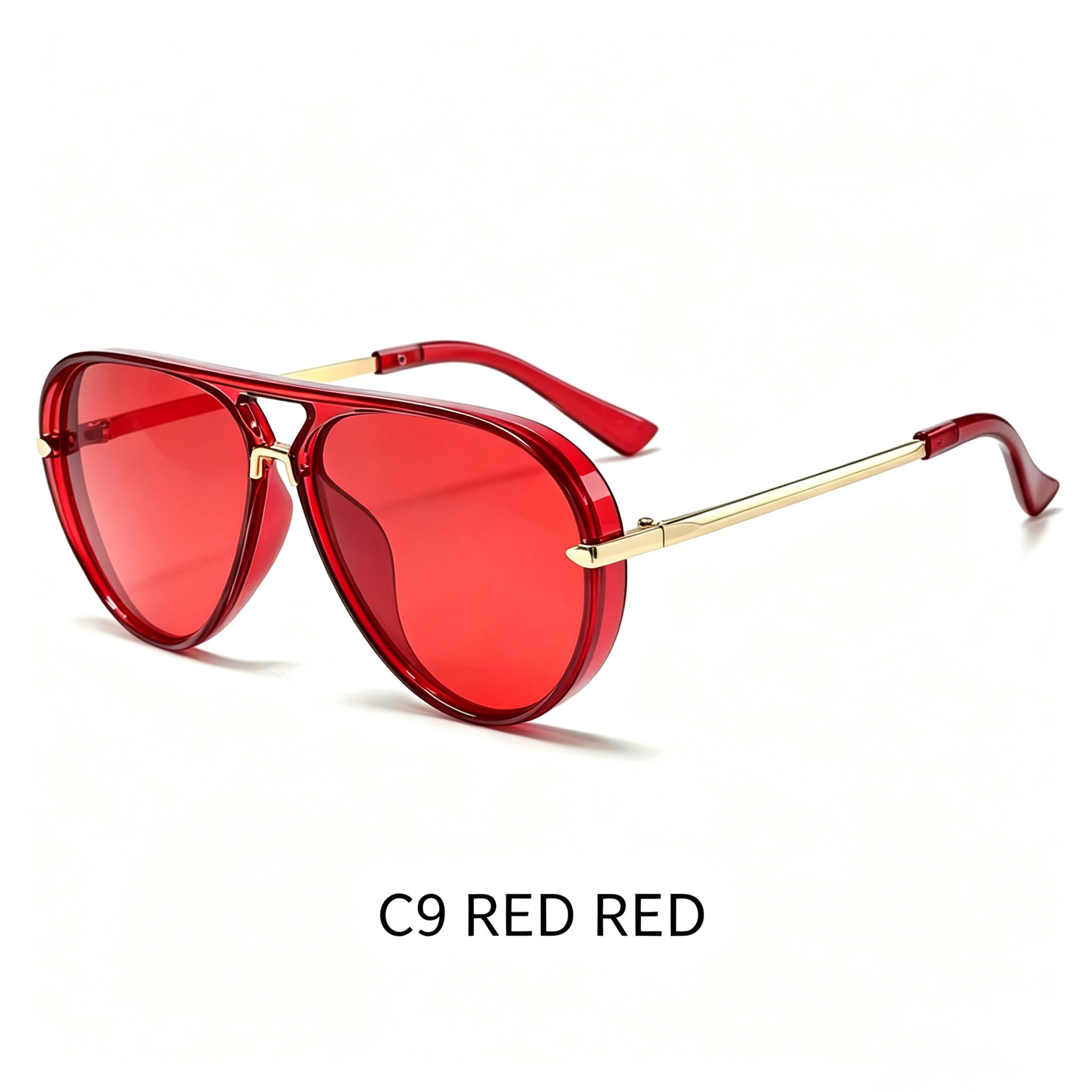Gafas de Sol Retro Estilo Aviador Vintage - Pelicula roja translucida con marco rojo imagen 1
