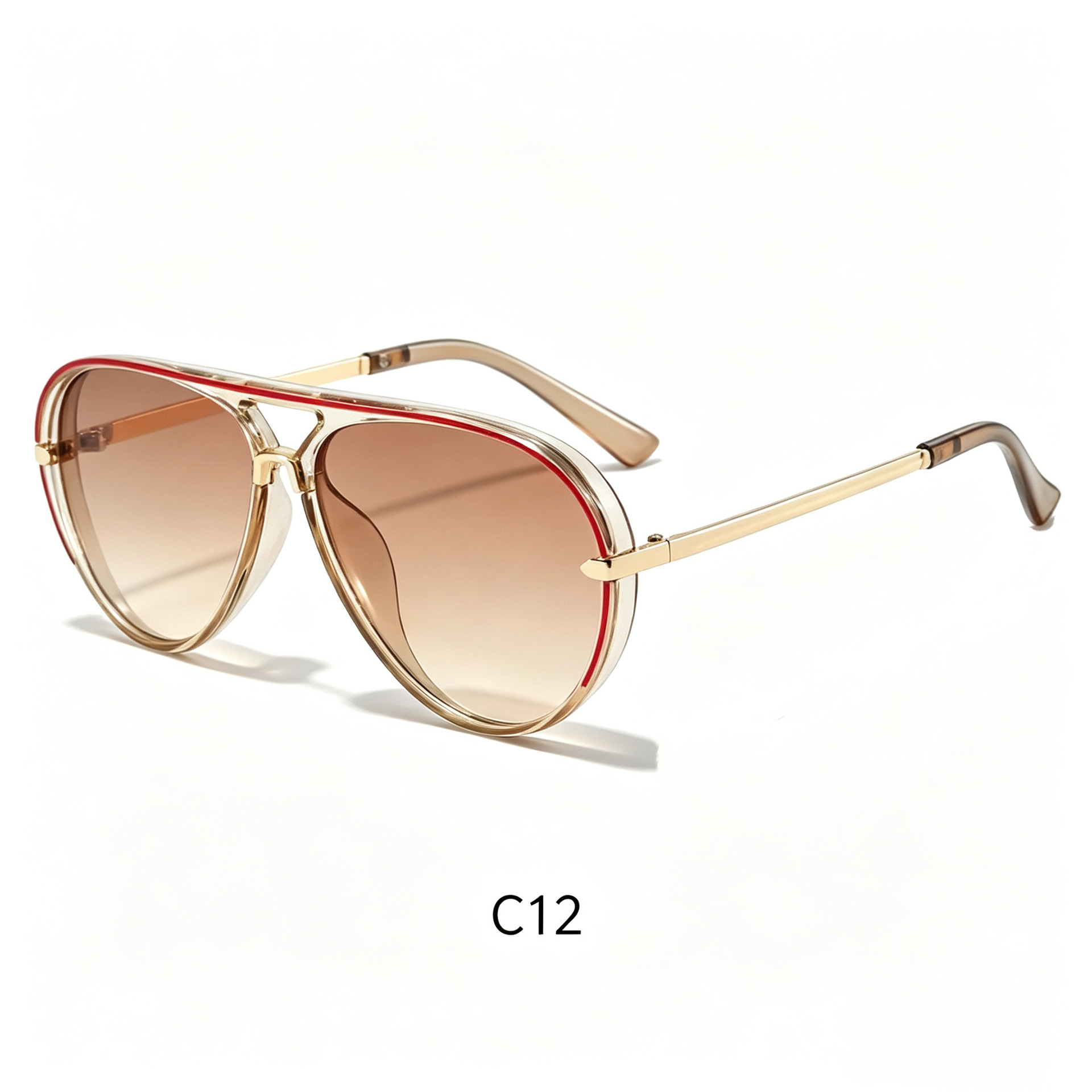 Gafas de Sol Retro Estilo Aviador Vintage - Rodajas de te dobles en linea con marco de champan imagen 1