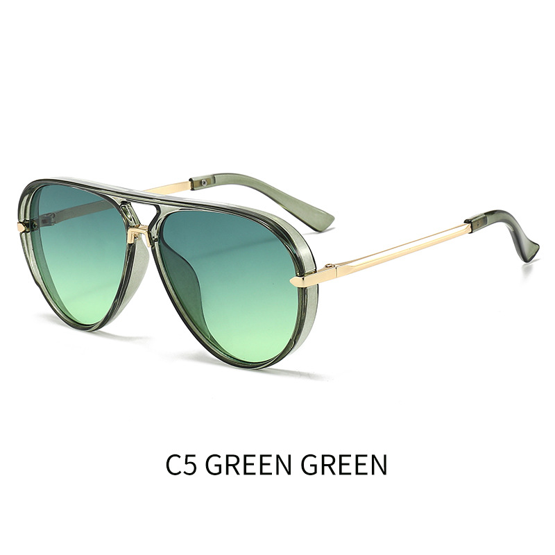 Gafas de Sol Retro Estilo Aviador Vintage - Marco verde transparente pelicula verde imagen 1