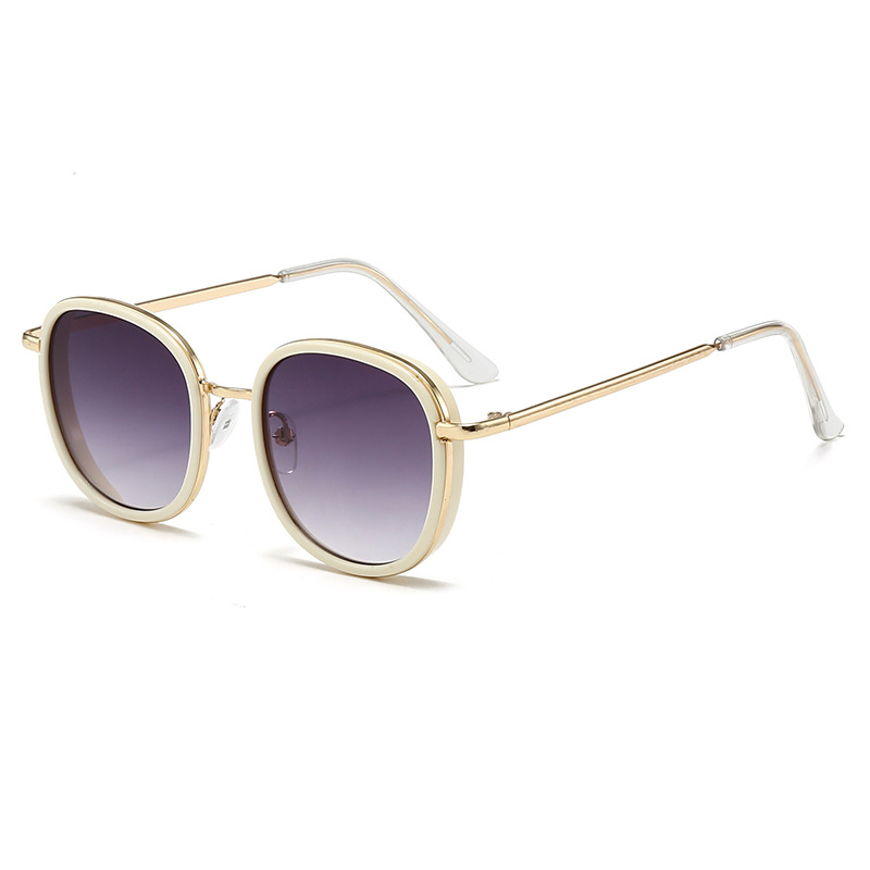 Gafas de Sol Moda Coreana Bebe Montura Metal - Marco color hueso doble pieza gris imagen 1