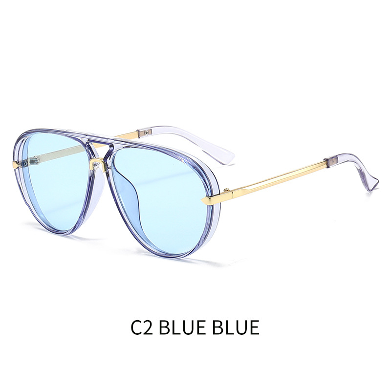 Gafas de Sol Retro Estilo Aviador Vintage - Marco azul transparente pelicula azul imagen 1