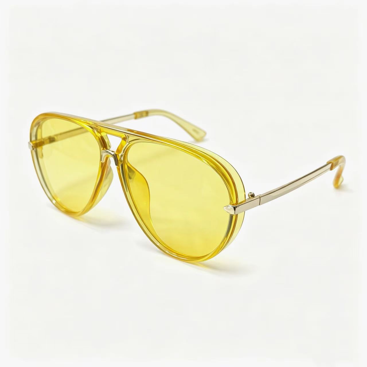 Gafas de Sol Retro Estilo Aviador Vintage - Marco amarillo transparente pelicula amarilla imagen 1