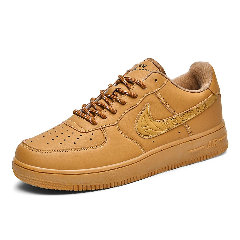 Zapatillas deportivas Putian aj Air Force One, corte bajo, blanco, negro y dorado. Fáciles de combinar. Zapatillas casuales para hombre, zapatos blancos para hombre. color trigo imagen 1
