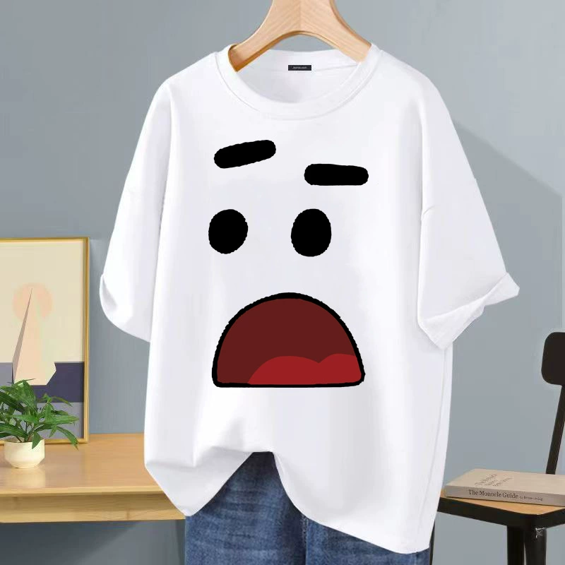 Camiseta Cool Ice Silk - Estilo Hong Kong, Diseño Minimalista INS, Camiseta de Manga Corta con Cuello Redondo y Estampado de Letras - Camiseta de Hombre Moderna, Versátil, Casual y Urbana Sorpresa Blanca de Manga Corta en Seda de Hielo imagen 1