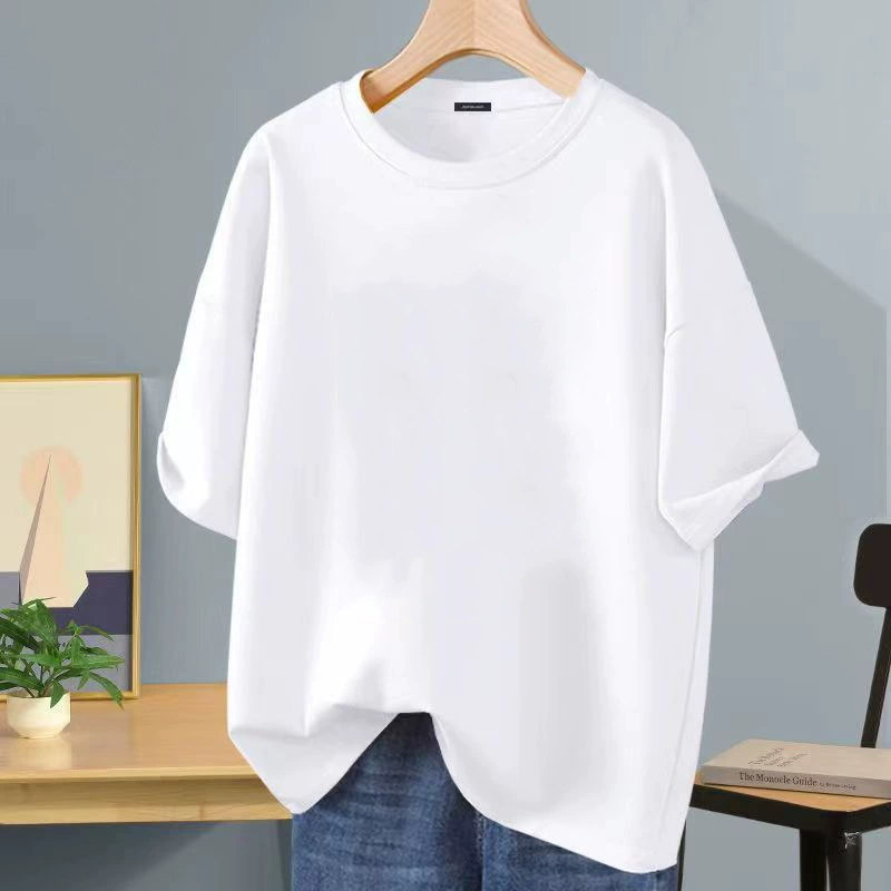 Camiseta Cool Ice Silk - Estilo Hong Kong, Diseño Minimalista INS, Camiseta de Manga Corta con Cuello Redondo y Estampado de Letras - Camiseta de Hombre Moderna, Versátil, Casual y Urbana Manga corta de seda fría, color blanco. imagen 1