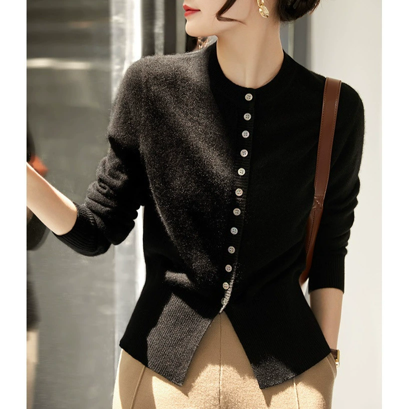 Elegante Cárdigan de Punto de Manga Larga para Mujer - Nueva Colección Primavera Otoño/Invierno 2024 - Chic, Delicado y Perfecto para el Año Nuevo. negro imagen 1