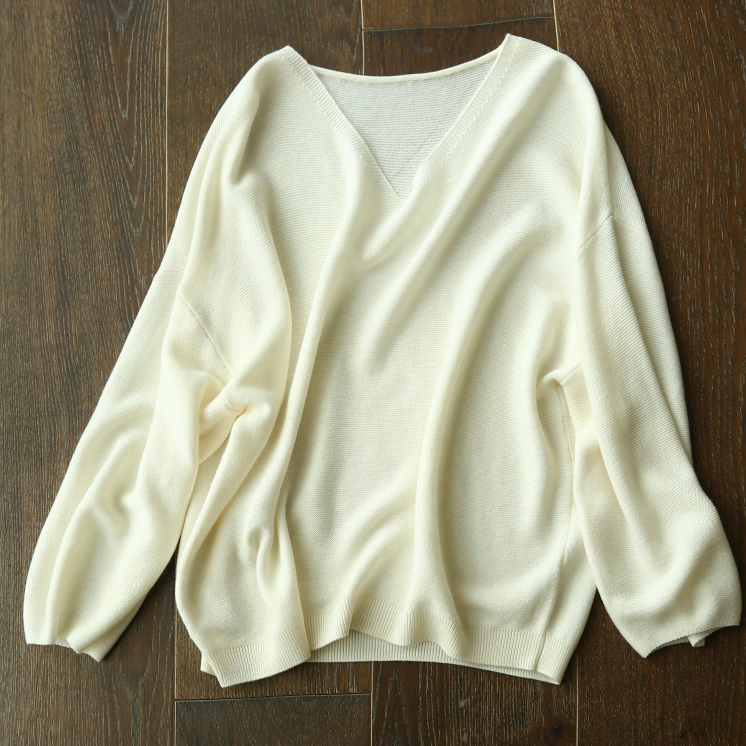 Suéter de Punto con Cuello en V para Mujer, Primavera-Otoño 2024, Manga Tres Cuartos, Top Corto de Punto, Camiseta Interior. Blanco imagen 1