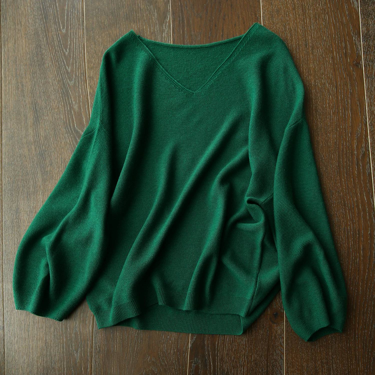 Suéter de Punto con Cuello en V para Mujer, Primavera-Otoño 2024, Manga Tres Cuartos, Top Corto de Punto, Camiseta Interior. Verde imagen 1