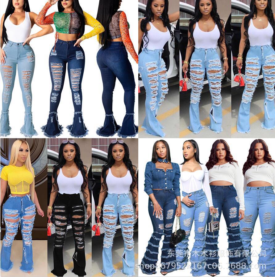 Pantalones de mezclilla elásticos - jeans de tiro alto y pierna recta para mujer de moda imagen 1